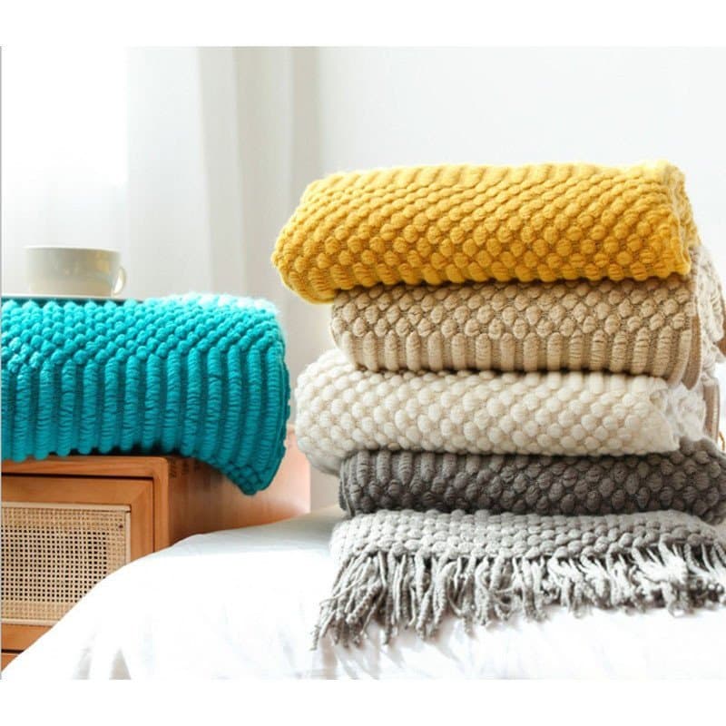 Manta nórdica para sofá, manta decorativa para cama de hotel, manta com franjas, manta com borlas, capa para manta decor