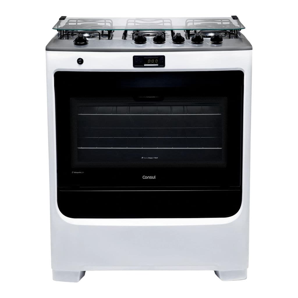 Fogão Consul 5 Bocas Branco com Dupla Chama e Timer Digital - CFS5QAB