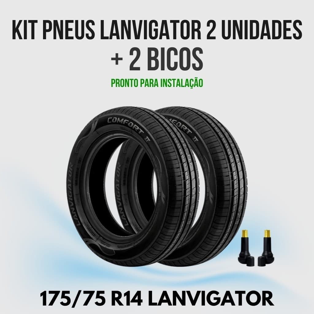 Jogo com 2 Pneus Novos 175/75 R14 Comfort II Lanvigator Alta Durabilidade Medida