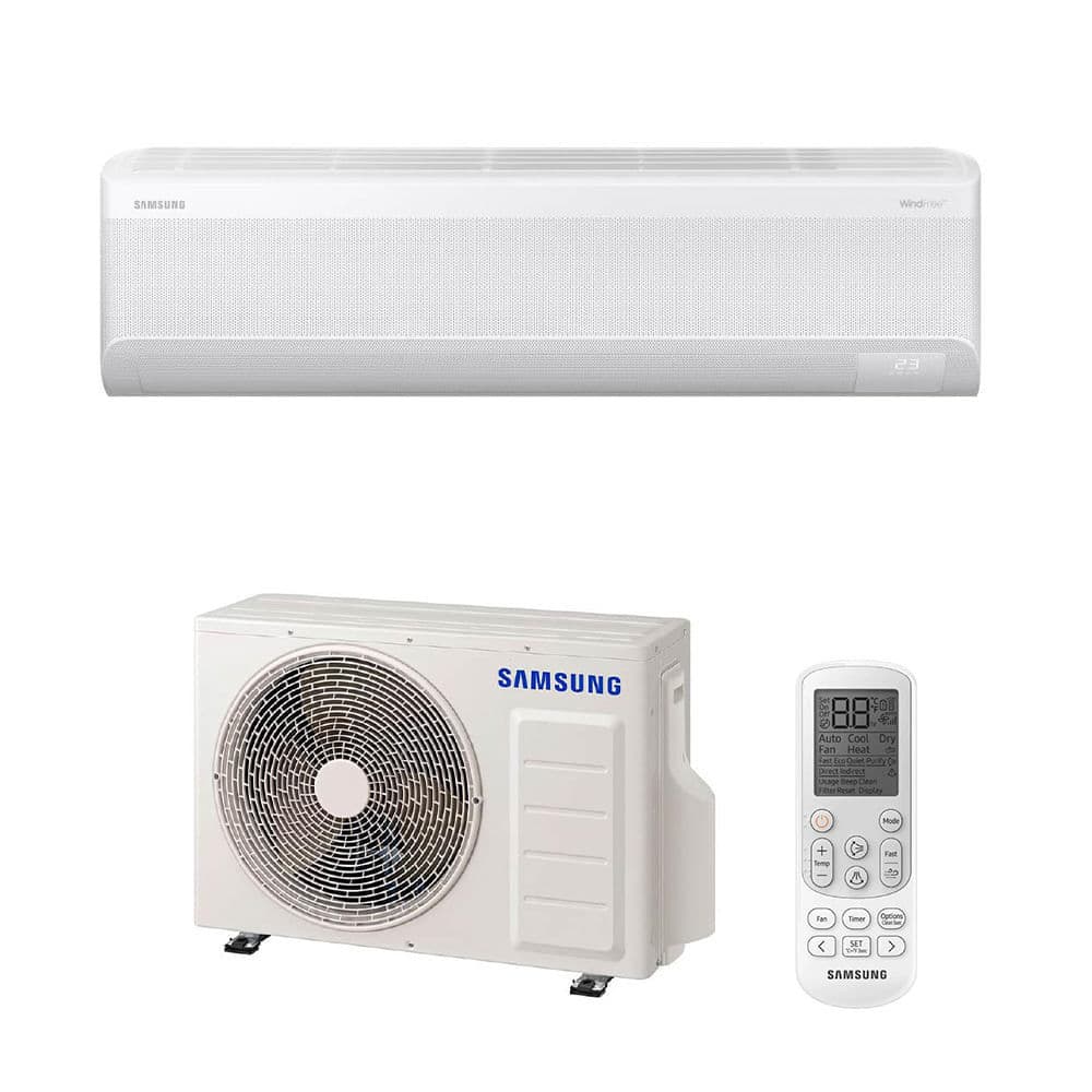 Ar condicionado split Samsung branco com Wi-Fi e tecnologia WindFree AI Connect, controle remoto incluído