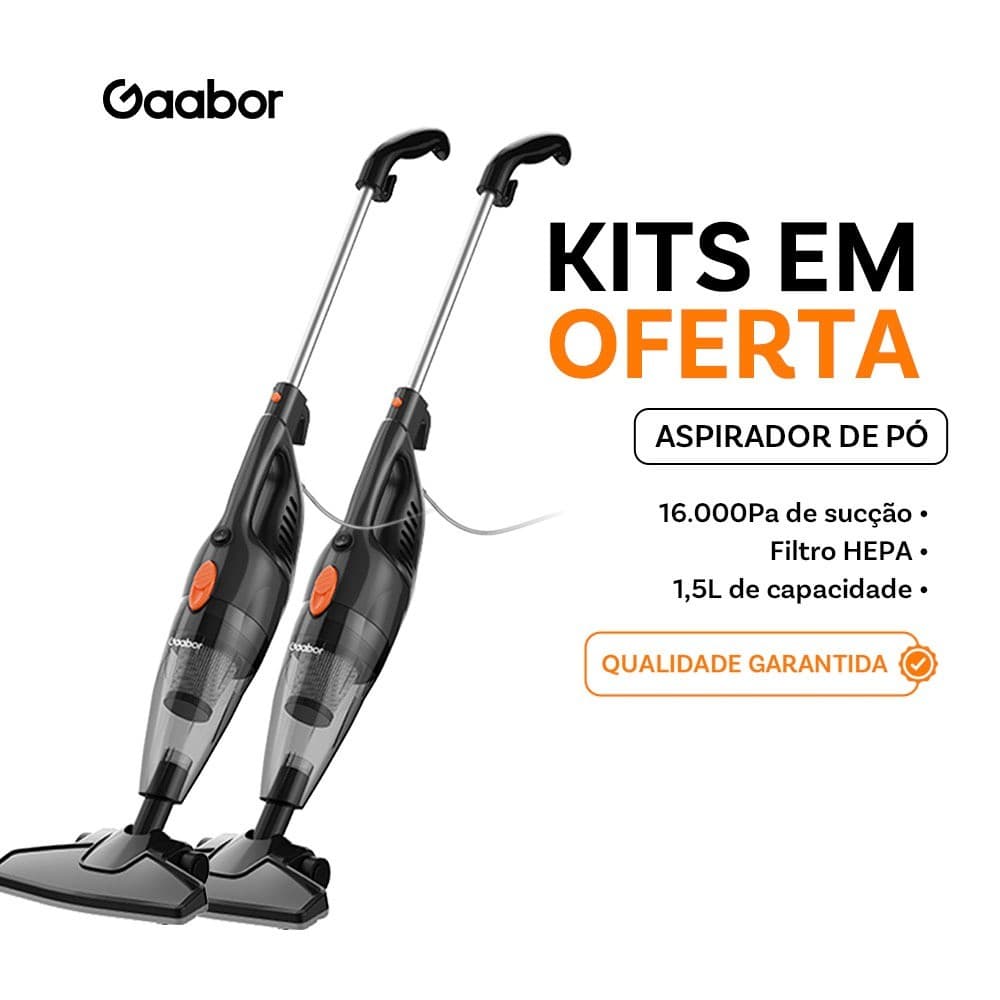 Kit com 2 aspiradores portáteis 2 em 1 Gaabor, oferta com super sucção 16.000Pa