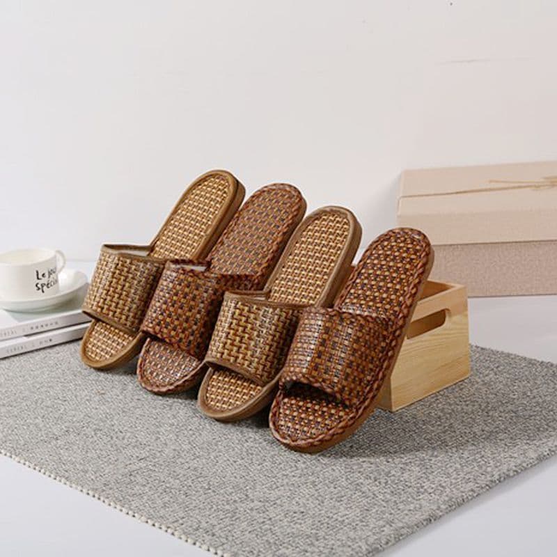 Primavera verão bambu rattan grama casal palha esteira chinelos casa interior piso de madeira rattan grama fundo grosso 