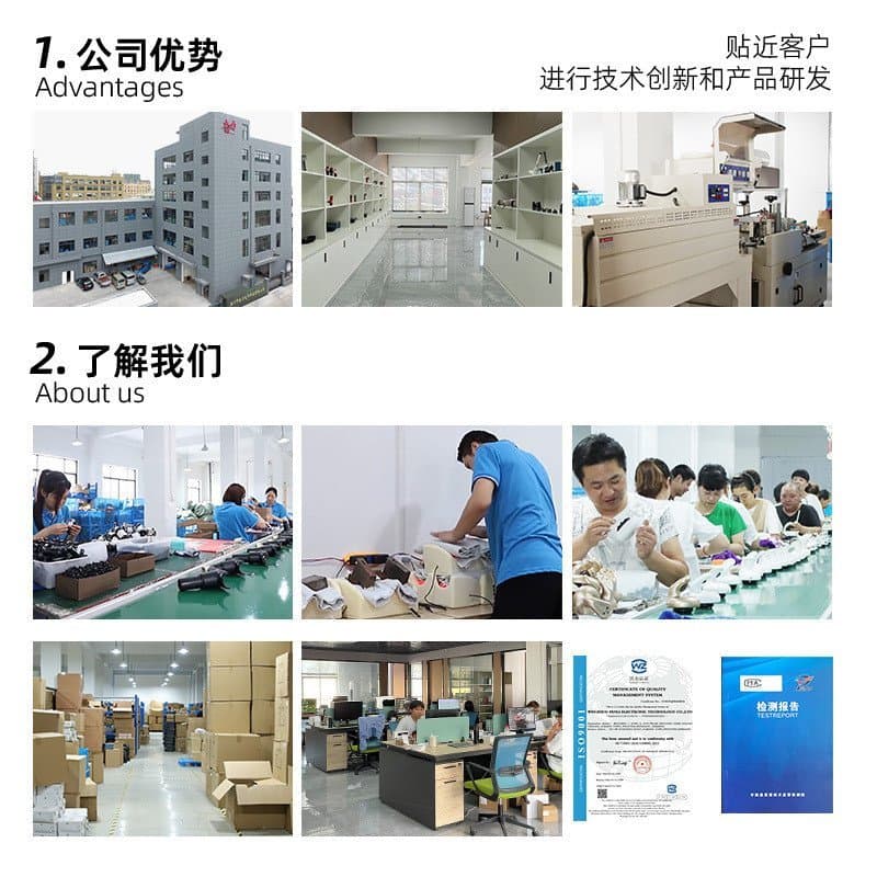 Fotos de produção de produtos em uma fábrica, incluindo linha de montagem, máquinas e certificados.