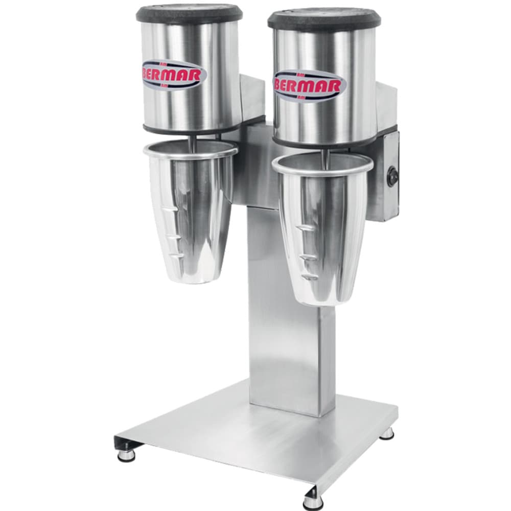 Batedor de Milk Shake Duplo 500 Watts Profissional Bermar em Aço Inox com Dois Bicos e Rodas