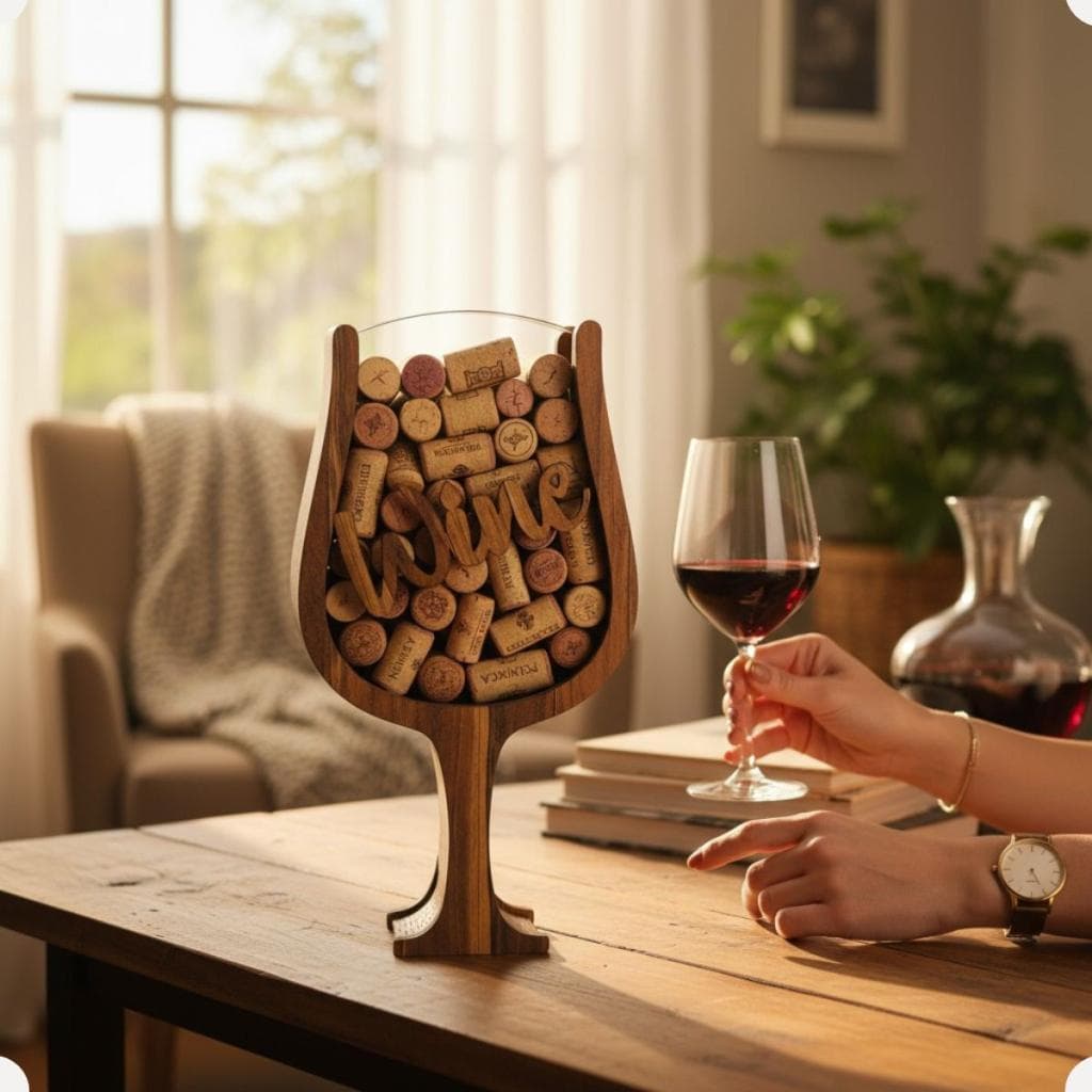 Porta Rolhas Em Mdf P Formato Taça Decoração Parede Bar Adega Rústico Para Vinho E Casa