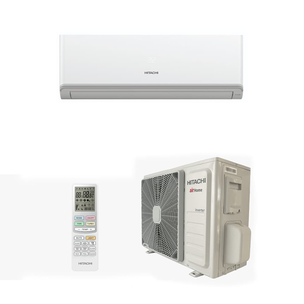 Ar condicionado split Hi Wall Inverter Hitachi AirHome 12.000 Btus, branco, com controle remoto e fundo branco