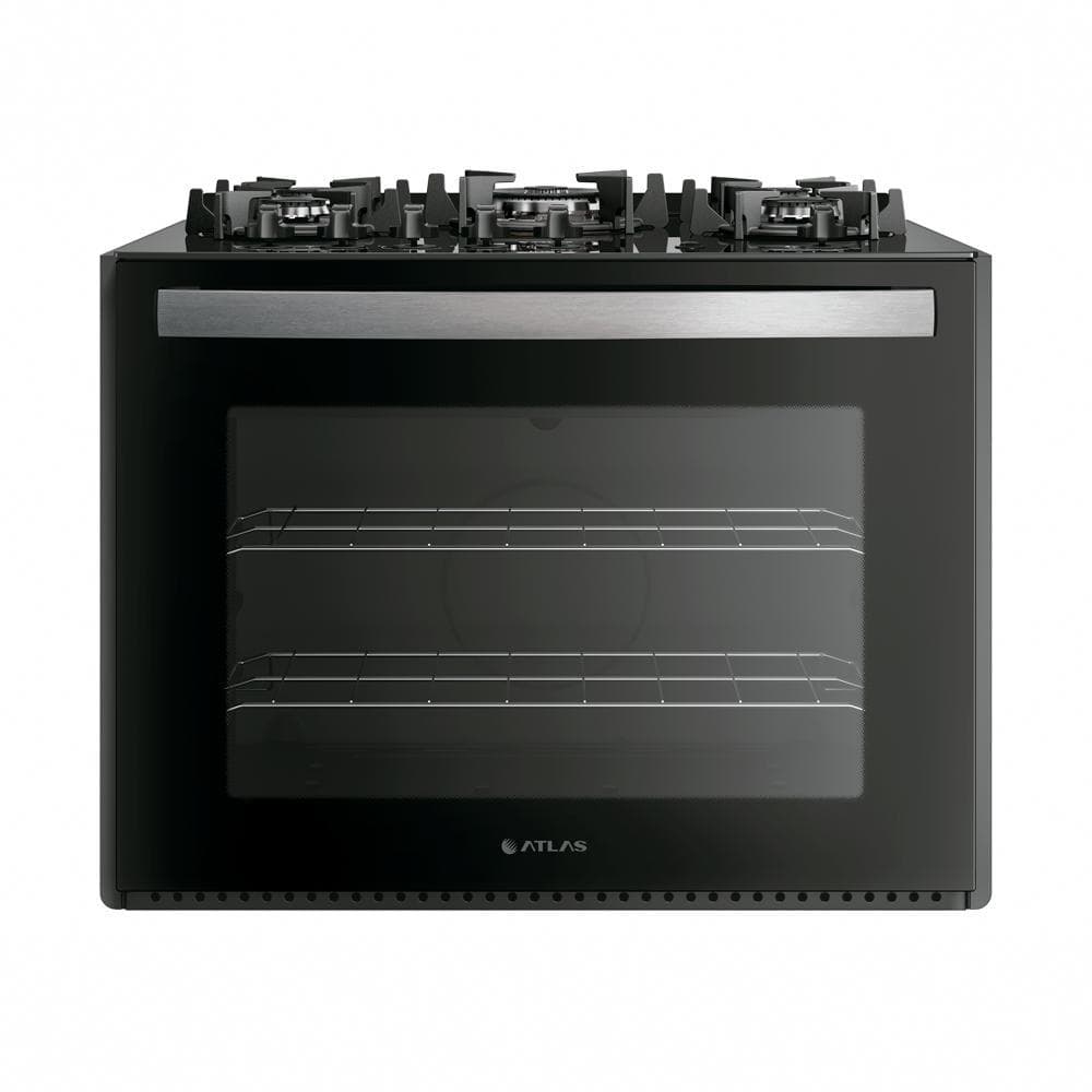 Fogão de Embutir 5 Bocas Atlas UTop Mesa de Vidro Preto Bivolt