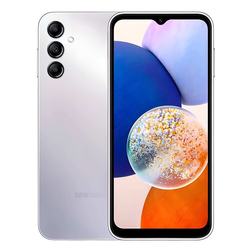 Imagem frontal e traseira do smartphone Samsung Galaxy A14 5G 64GB 4GB RAM Preto