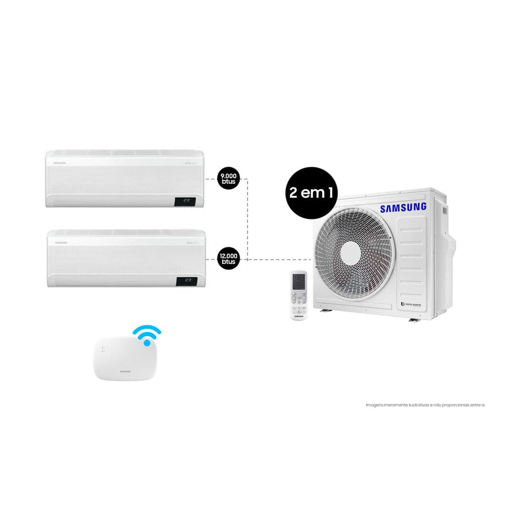 Bi-Split Samsung WindFree 18.000 BTUs (Hi Wall 9.000 e 12.000) Quente/Frio com WiFi