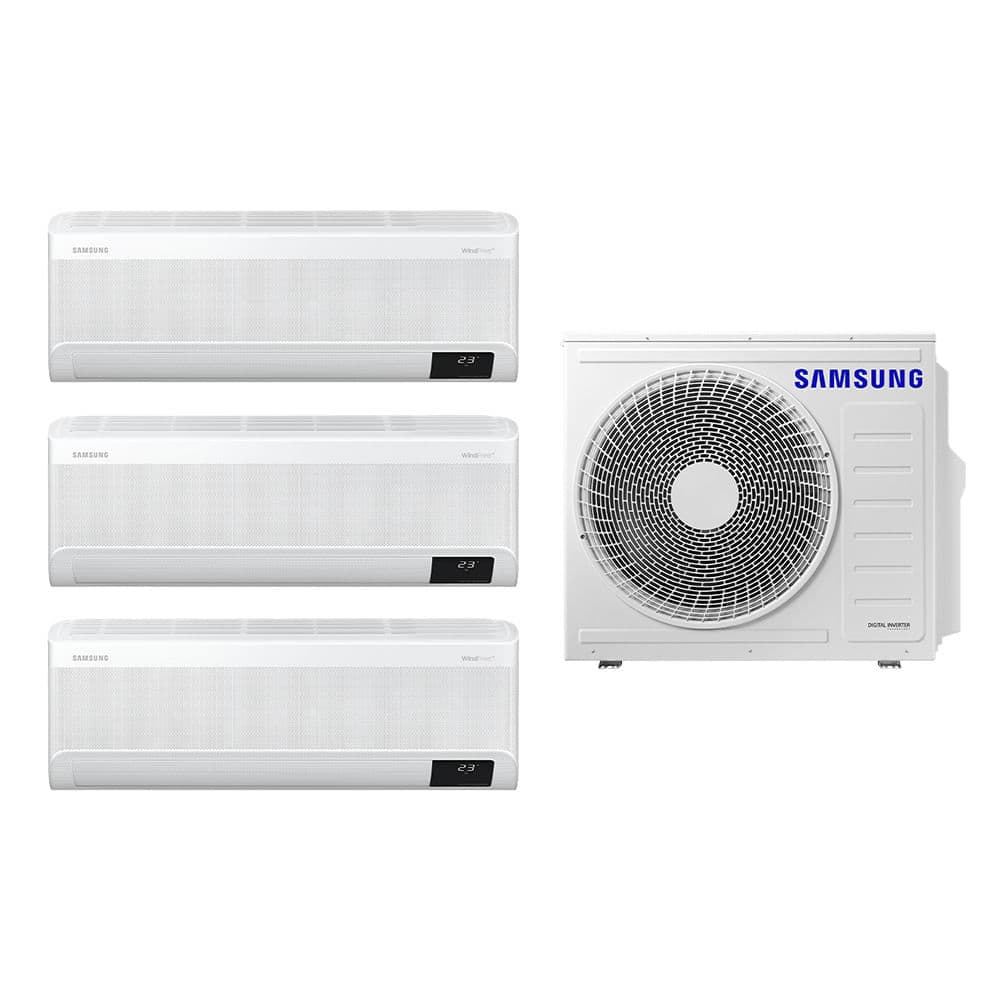 Tri-Split Samsung WindFree 24.000 BTUs (Hi Wall 3x9.000) Quente/Frio com WiFi