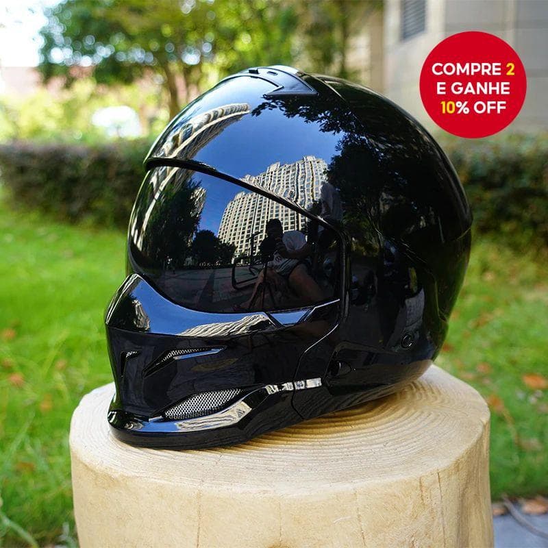 Capacete de motocicleta retrô preto brilhante, pequeno, tamanho 4/3, capacete de motocicleta para cruzeiro.