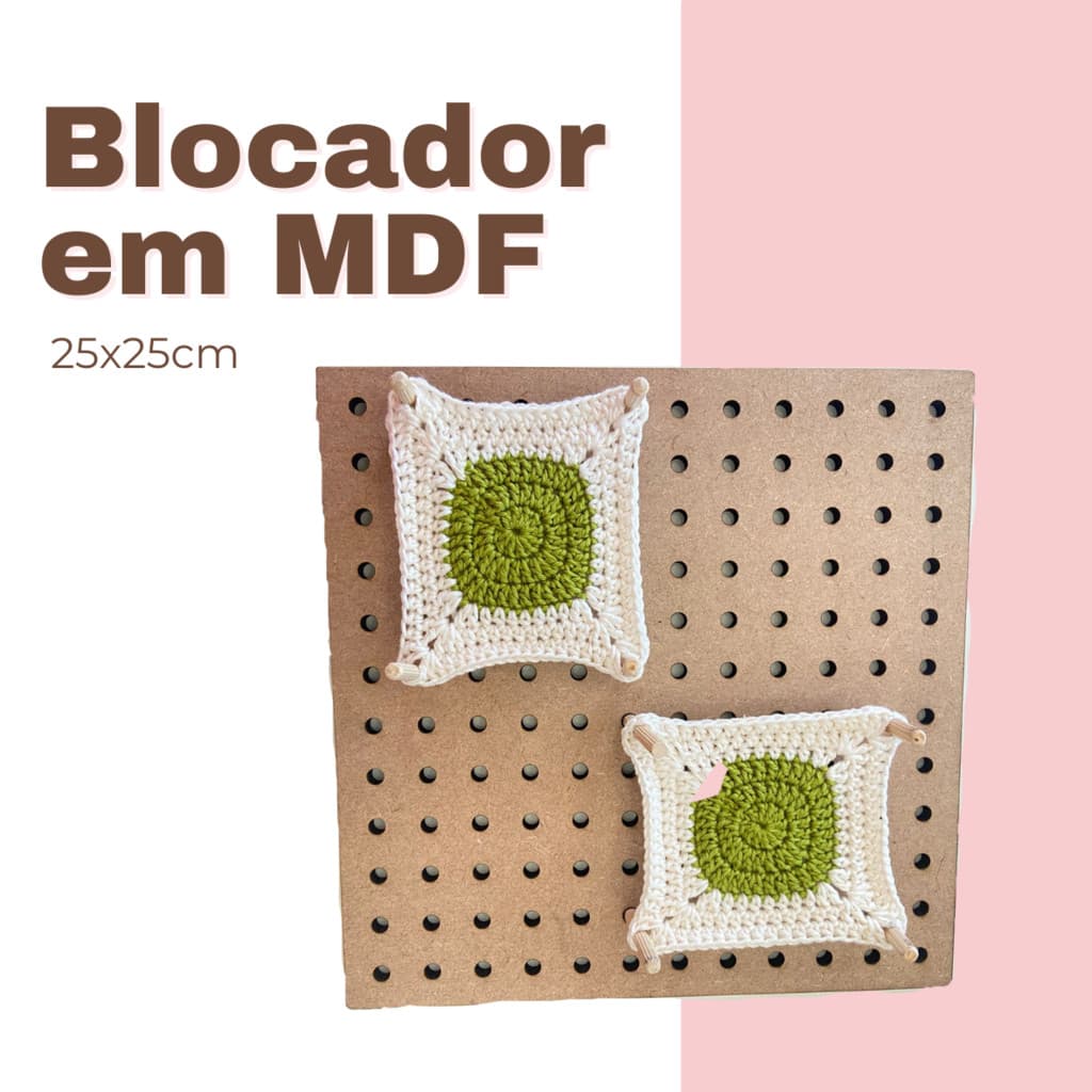 Blocador em MDF 25cm 8 hastes de madeira 8cm p/ Quadradinhos