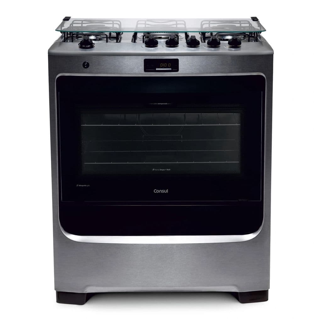 Fogão Consul 5 Bocas Inox com Dupla Chama e Timer Digital - CFS5QAR