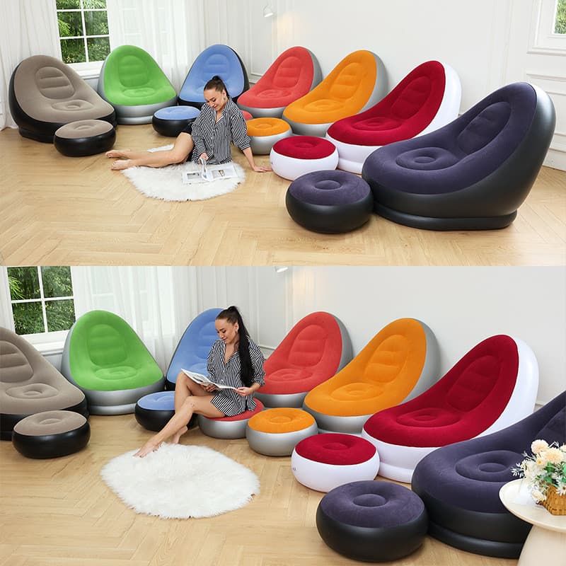 Sofá-cama em estoque, sofá preguiçoso transfronteiriço, sofá inflável espesso com apoio para os pés, poltrona reclinável
