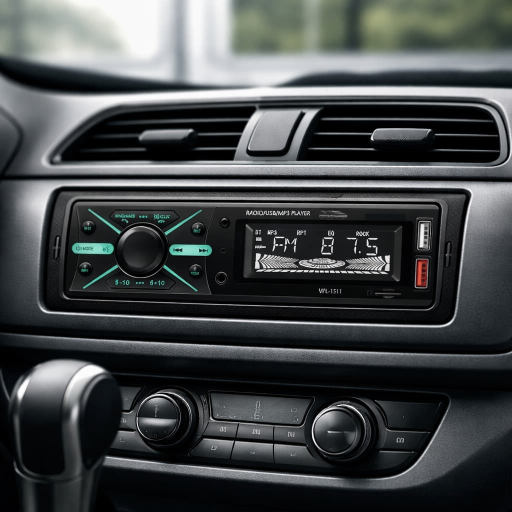 Painel de controle automotivo 1 DIN com tela LED e controle remoto