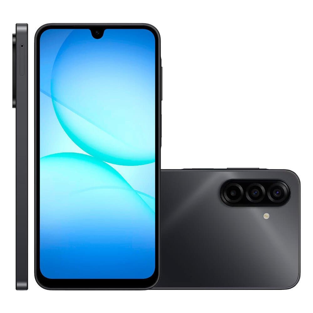 Smartphone Samsung Galaxy A17 com IA, Câmera Tripla, 128 GB, 4G, preto metálico
