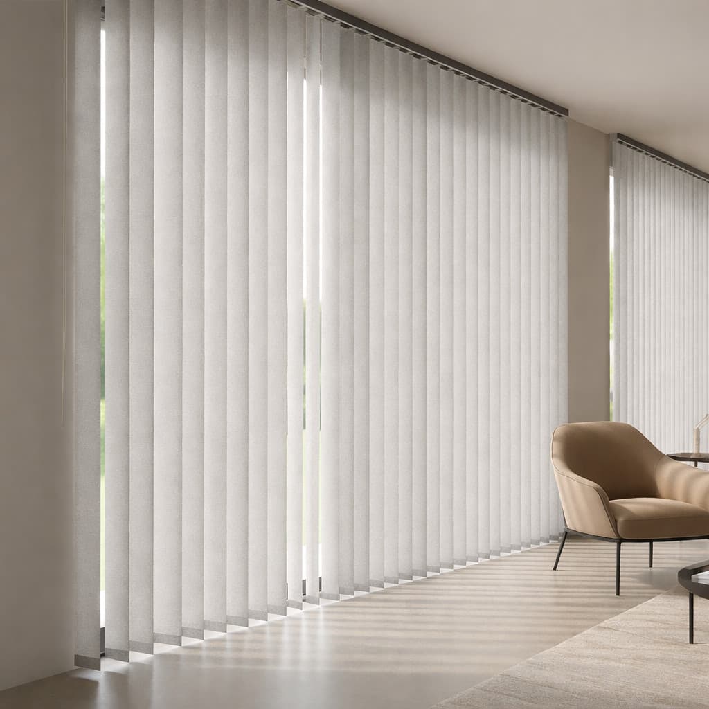 Cortina vertical branca de tecido premium para janela grande