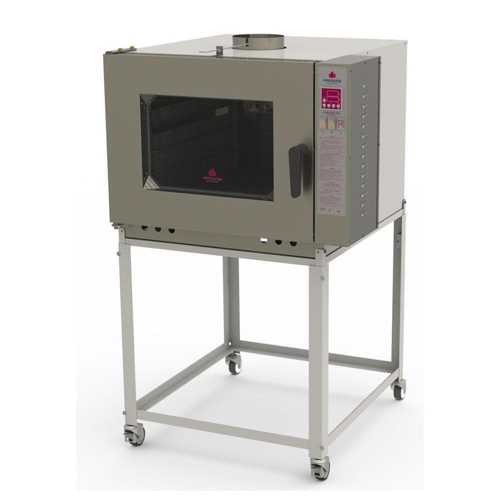 Forno Turbo a Gás Progás 5 Esteiras PRP-5000NL Bivolt com porta de vidro e controles laterais, em fundo branco