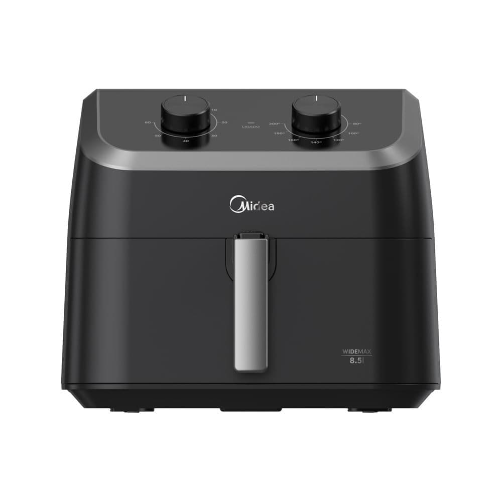 Fritadeira Air Fryer 8,5L Widemax Cyclone Preto Midea com controles e logotipo