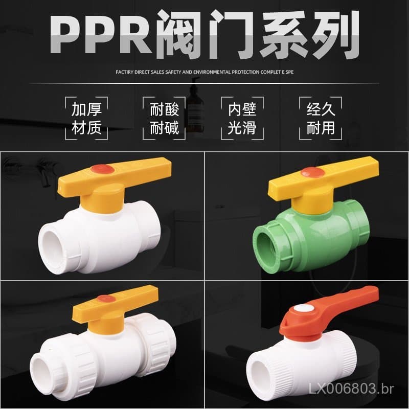 Válvula de esfera com rosca completa com 25 pares de conexões para tubulação de água potável, PPR de 20mm, conexões de 1