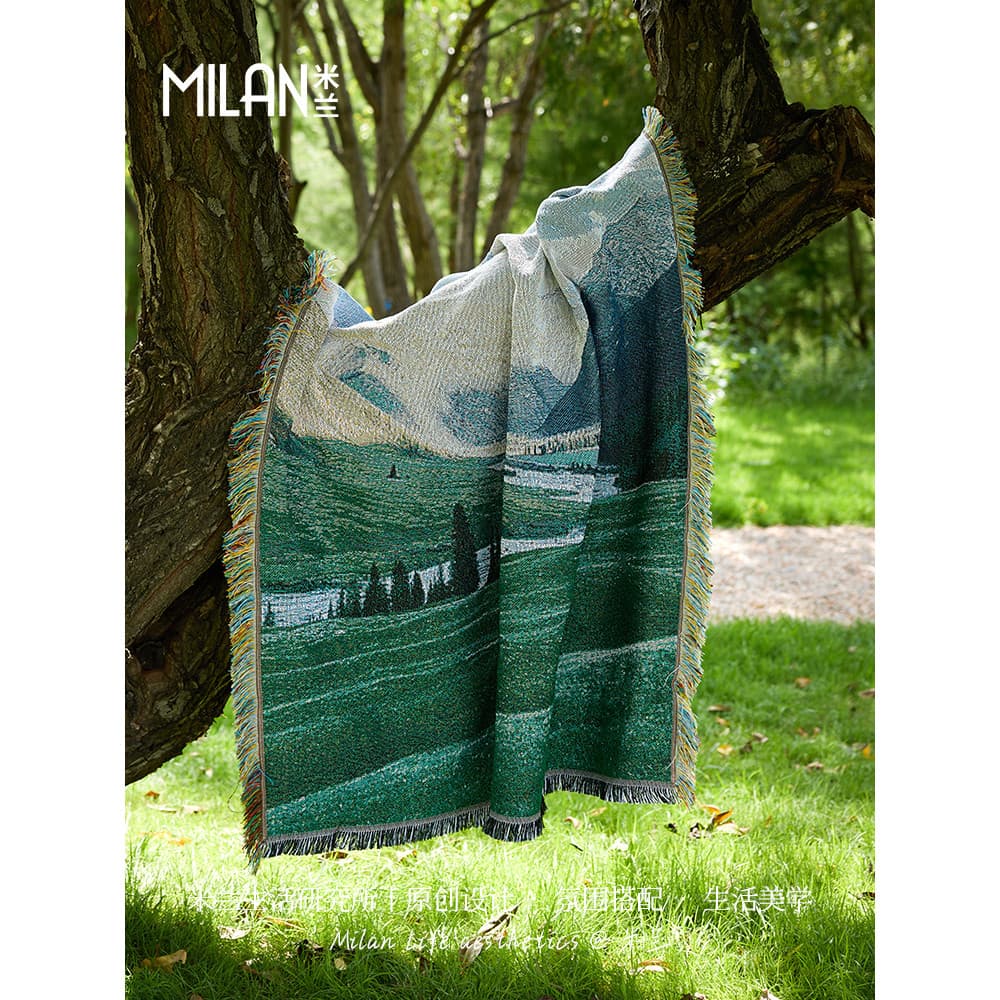 Milan Cobertor Casual com Design Exclusivo de Colina e Árvores