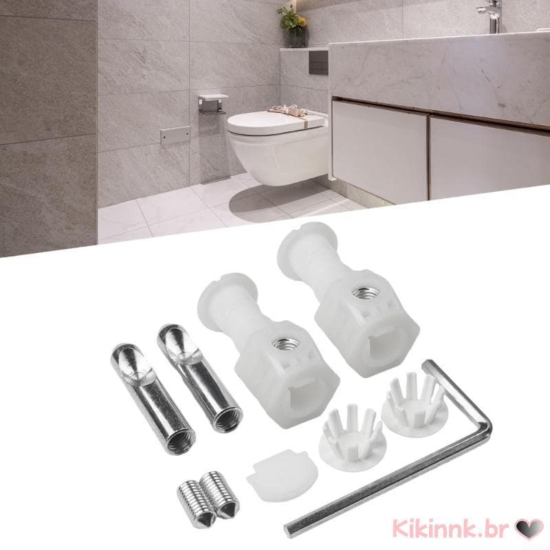 Kit de fixação para suspensão de toalete com parafusos e acessórios brancos
