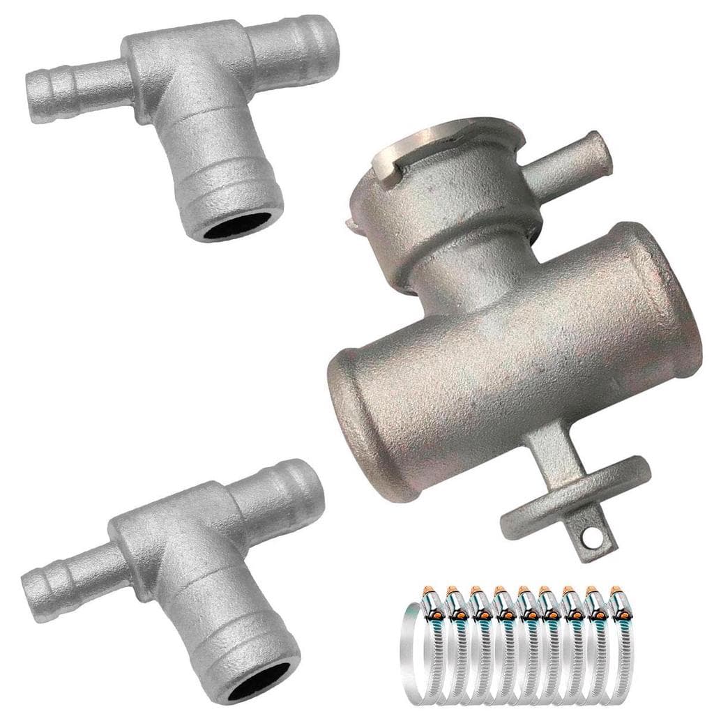 Kit conexão ar quente mangueira radiador Freemont Journey, peças de metal prateadas, fundo branco