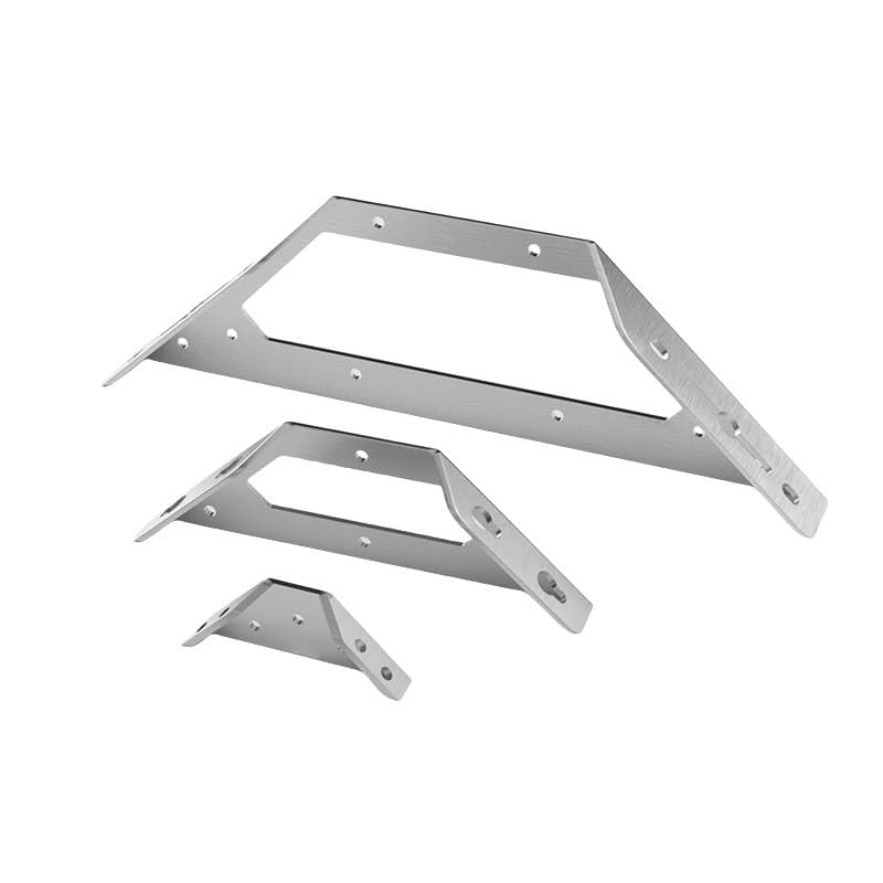 Suporte angular de aço inoxidável com ângulo de 90 graus, fundo branco