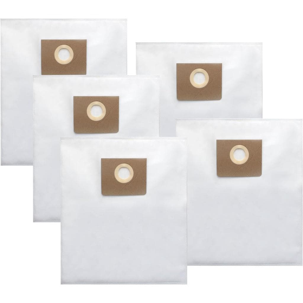 Cinco sacos de filtro brancos com bordas marrons para aspirador Fein Turbo I