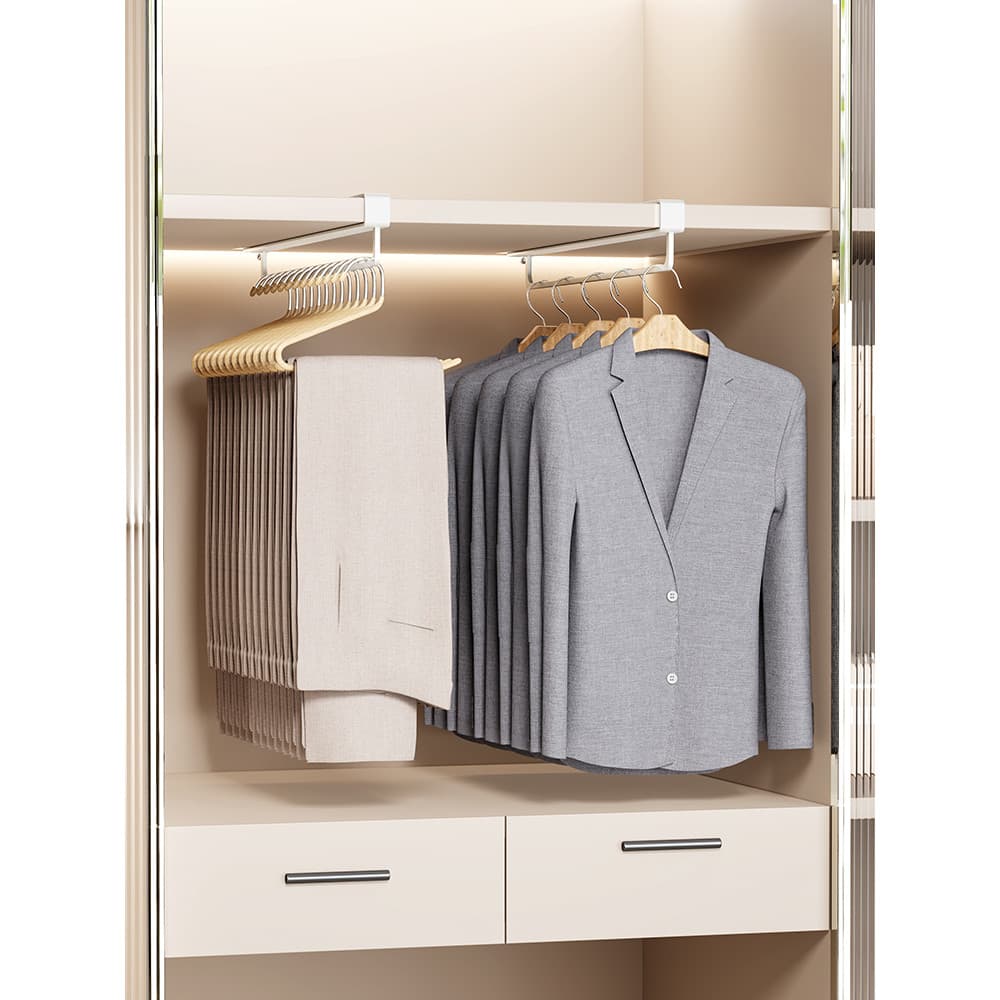 Pacote superior em forma de u guarda-roupa raso cabide de roupas haste de roupas passagem de roupas armário Vertical int