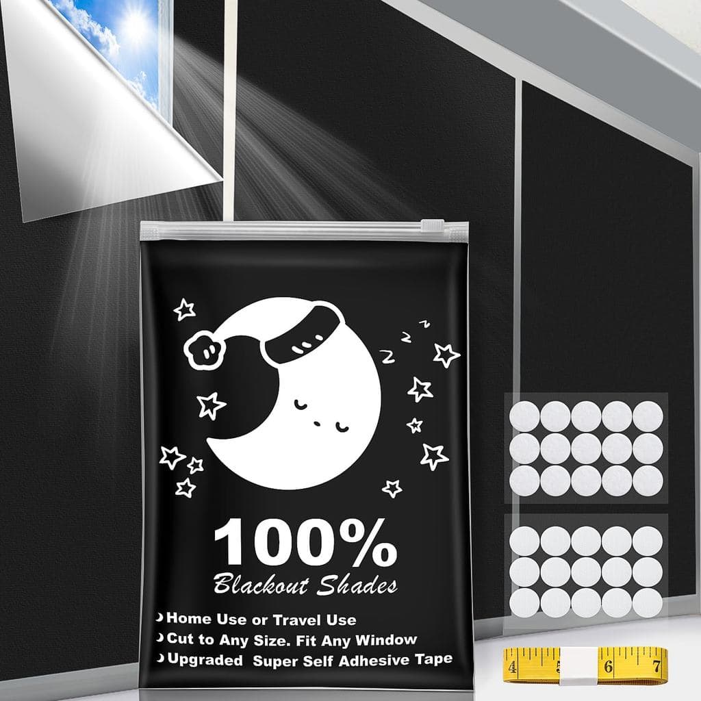 Cortinas blackout portáteis 100% com adesivo autocolante, design de lua e estrelas