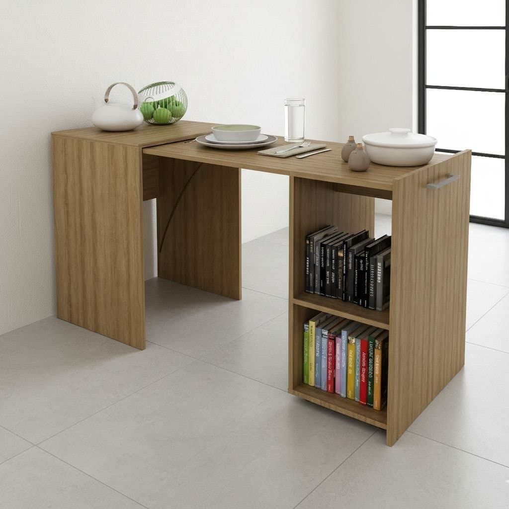 Escrivaninha Retrátil Mesa Escritório ME4170 54cm Amendoa Amêndoa