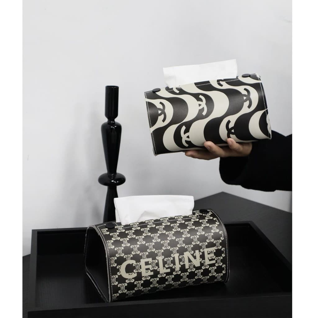 Caixa de tecido de couro inglês luz luxo sela couro preto branco tecido High-End caixa de armazenamento caixa de papel s