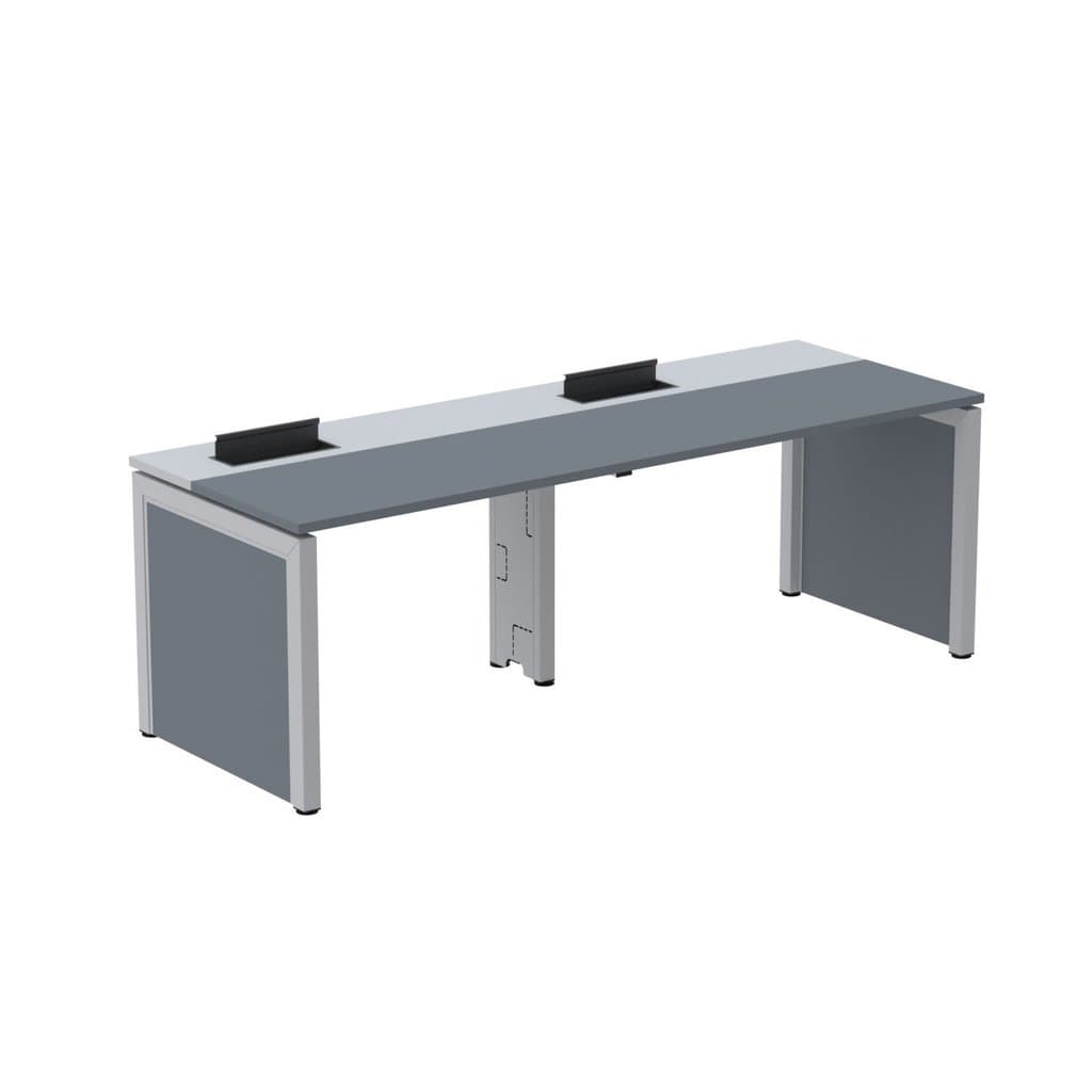 Escrivaninha Mesa Escritório Corporativa para 2 Pessoas Pscpp140 280cm Industrial Grafito E Cinza Grafito/Cinza