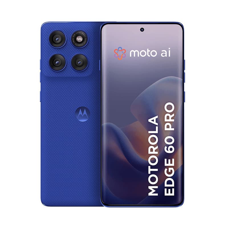 Smartphone Motorola Edge 60 Pro 5G azul com quatro câmeras na parte traseira