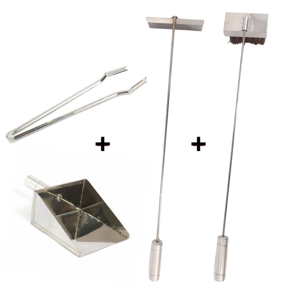 Kit Pegador Carnes, Vassoura Piaçava, Pá Cinza, Rodo Limpeza