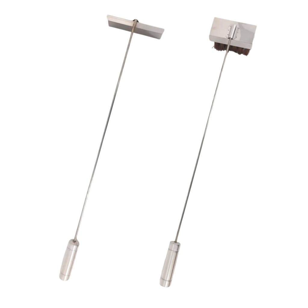 Kit Inox Vassoura Piaçava E Rodo de Limpeza Fornos, Pizza