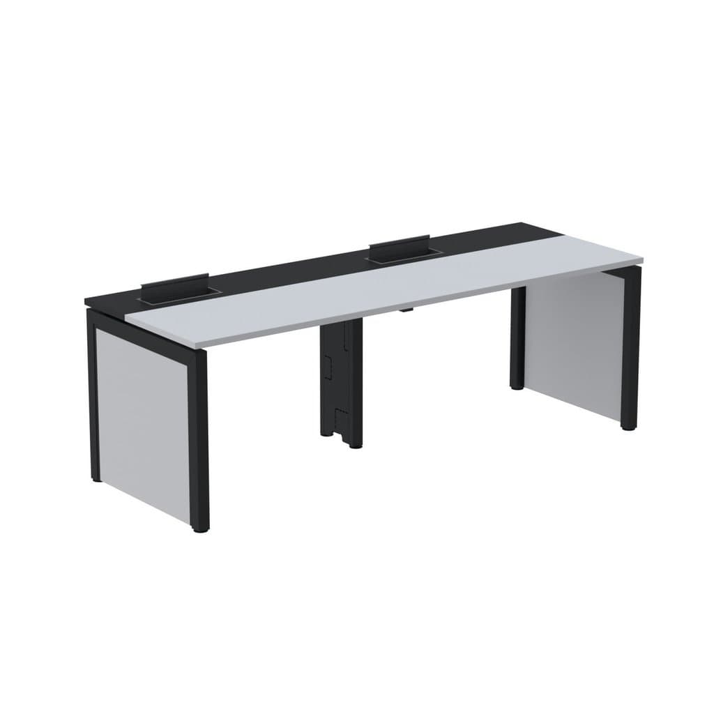 Escrivaninha Mesa Escritório Corporativa para 2 Pessoas Pscpp130 260cm Industrial Cinza E Preto Cinza/Preto