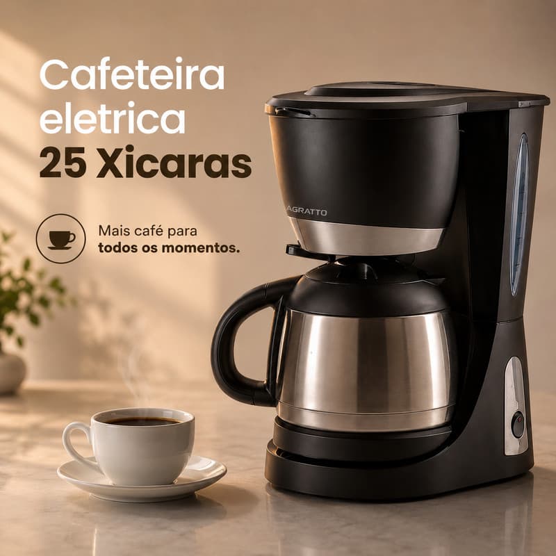 Cafeteira Elétrica 25 Xícaras Cafeteira Grande 127V Cafeteira Com Jarra Inoxx Cafeteira Agratto
