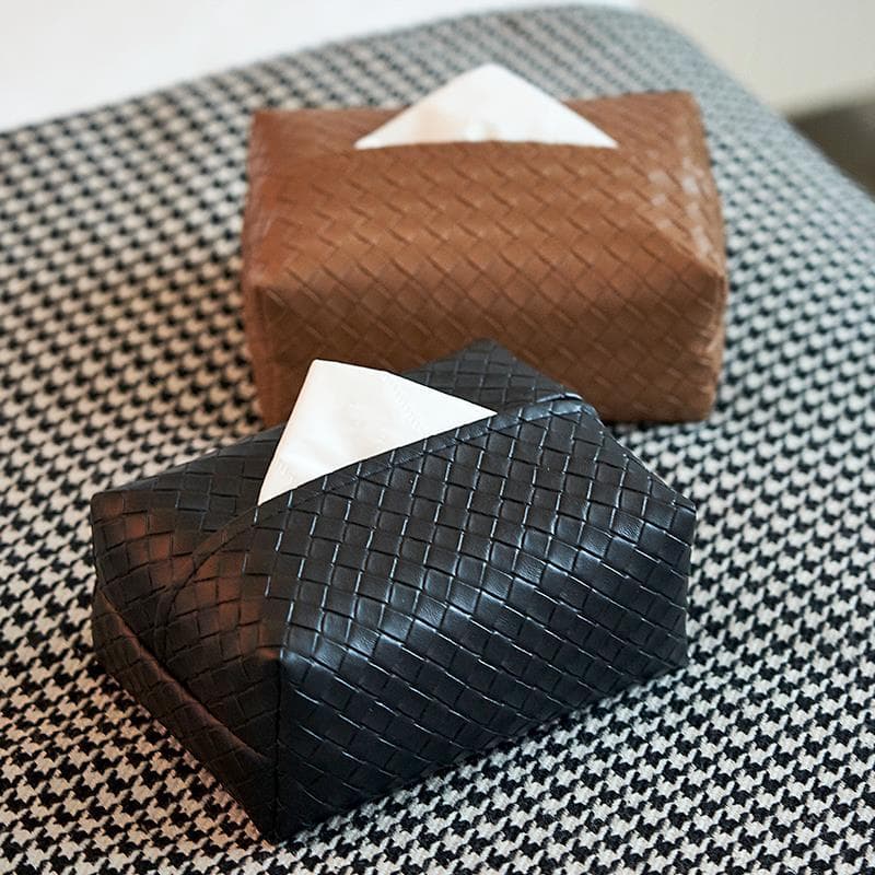 Luz de luxo High-End tecido padrão caixa tecido couro sala estar mesa café caixa papel doméstico couro guardanapo caixa 
