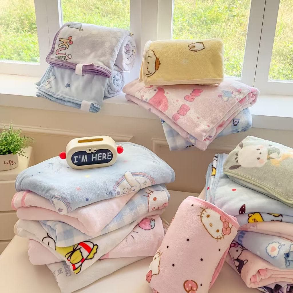 Cobertor de veludo macio e suave para a pele da Sanrio, cobertor infantil com desenhos animados para todas as estações, 