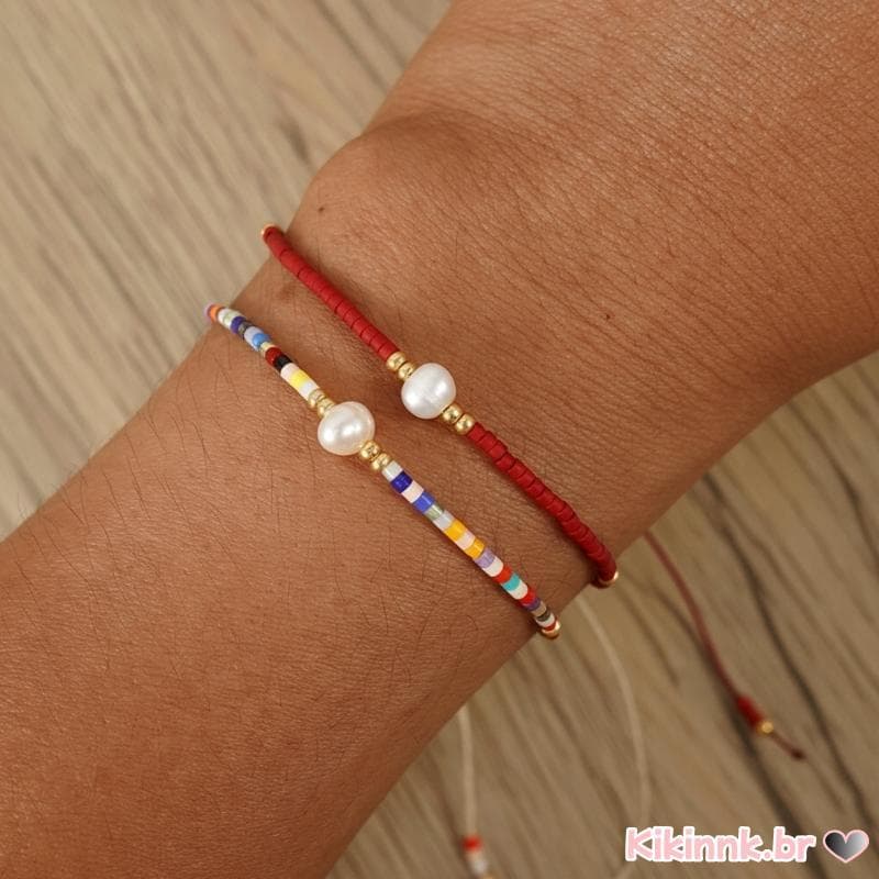 2 Peças Pulseiras Trançadas Feitas À Mão Detalhes Pérolas E Fecho Ajustável, Acessórios Elegantes