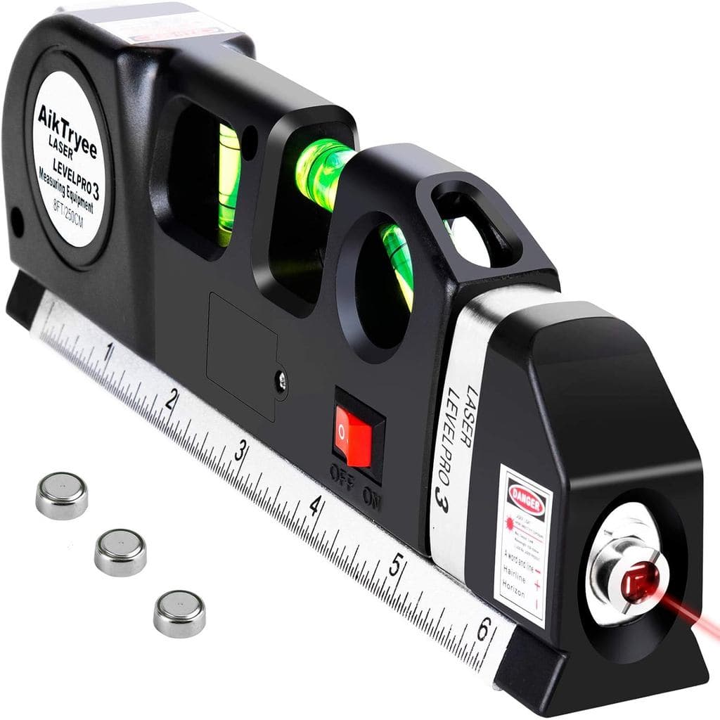 Nível a Laser Multifuncional, Kit de Nível a Laser Padrão com Feixe de Linha Cruzada e Réguas Métricas de 8 pés/2,5 m pa