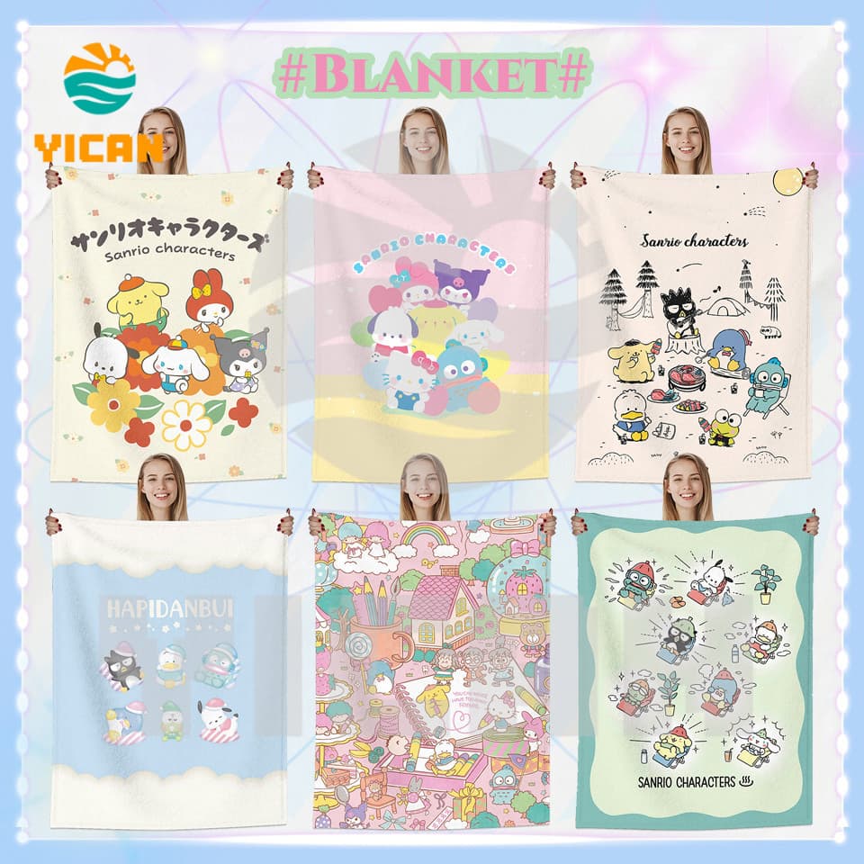 Sanrio Personagem Super Macio Cobertor Lance Cama Flanela Velo Cobertores Fuzz Confortável Para Sofá Crianças E Adultos