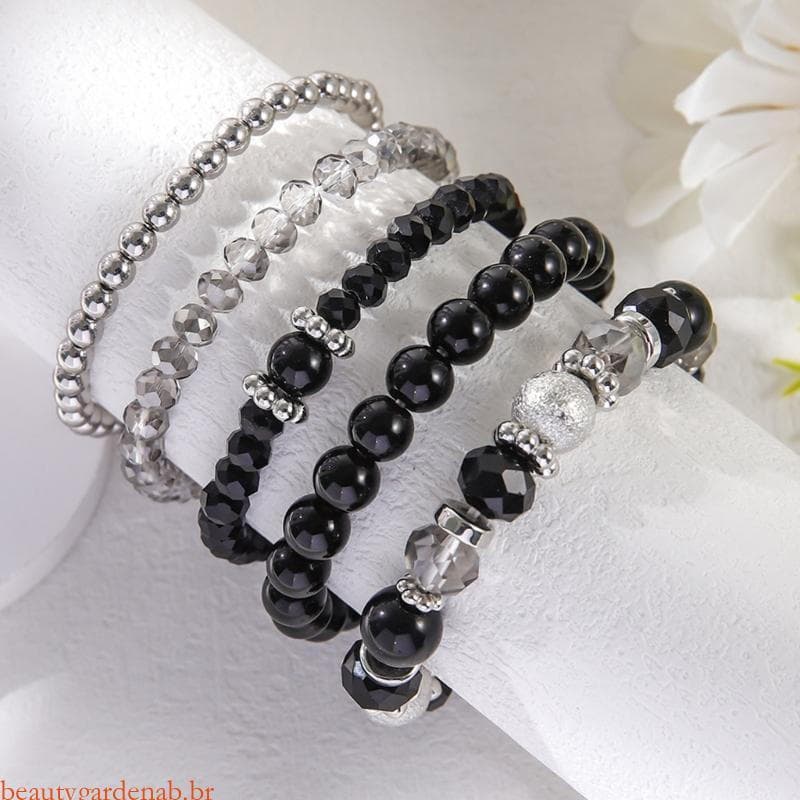 beautygardenab Conjunto Pulseira Elegante Contas 5 Peças, Acessório Para Roupas Casuais E Formais