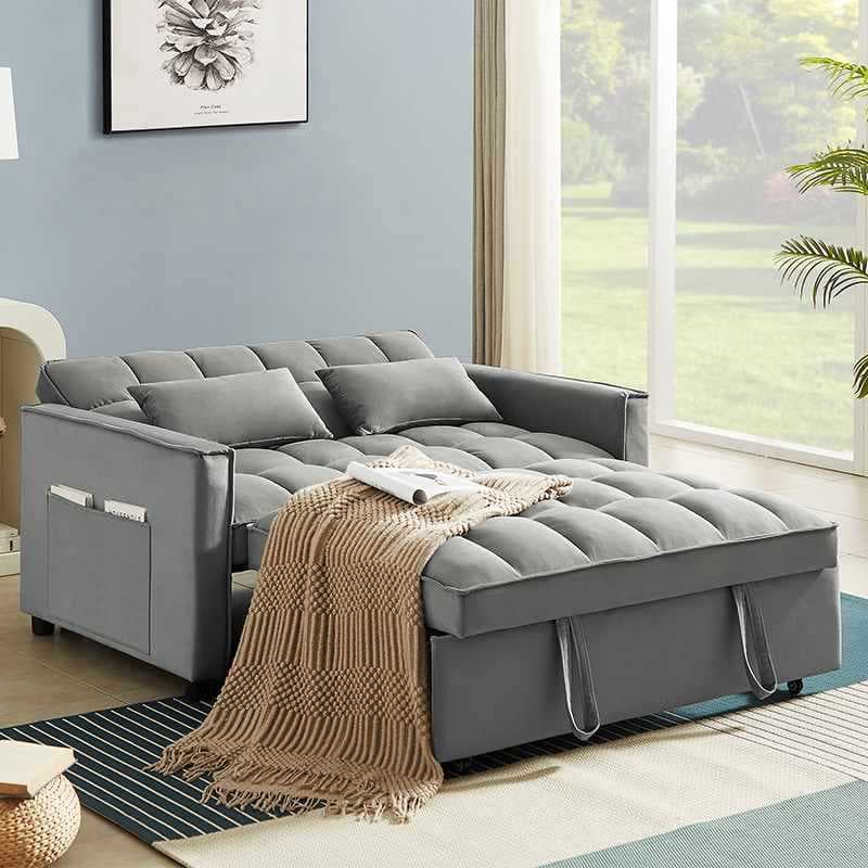 Sofá telescópico de dupla função para salas de estar pequenas, sofá dobrável multifuncional, sofá-cama duplo de veludo d