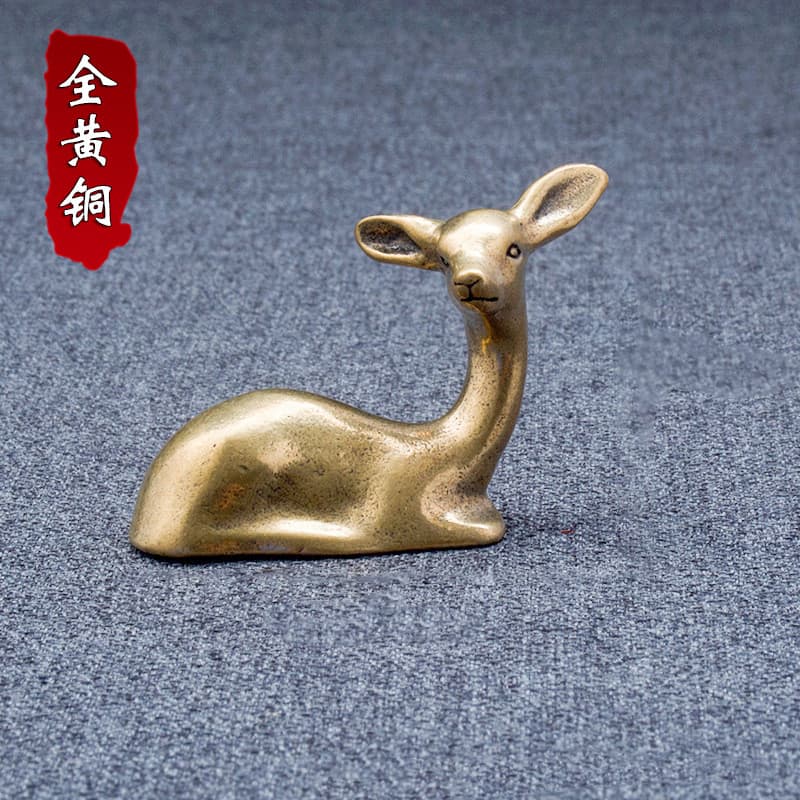 Estilo chinês Bronze pequeno chá Pet estudo decoração cobre cervos Retro cobre puro Mini pequeno cobre decoração Gadget