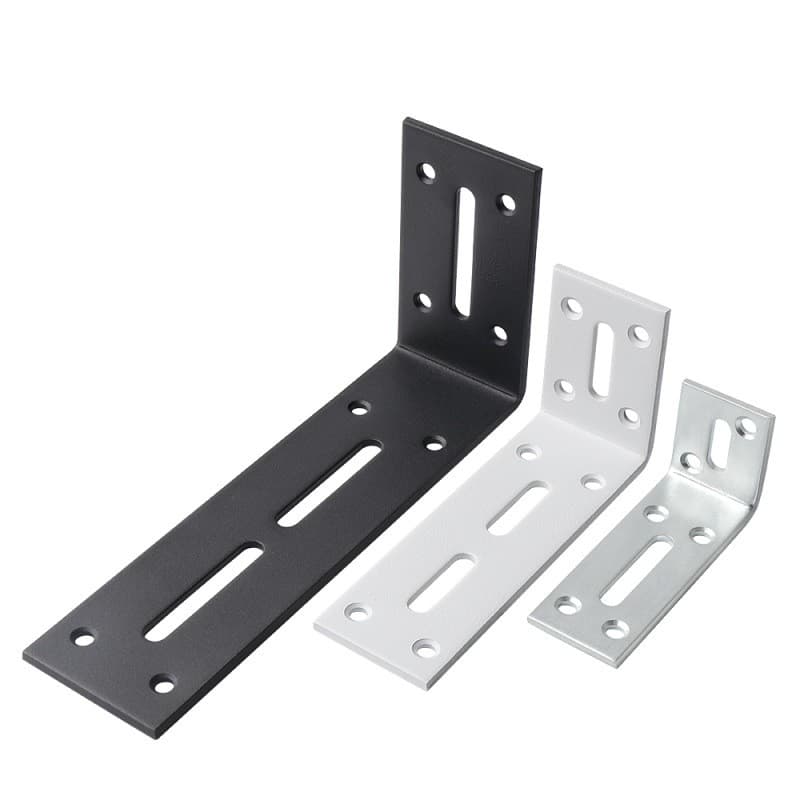 Suporte angular de furo longo para prateleiras, reforçado e alargado, conector de móveis em forma de L para fixação de p