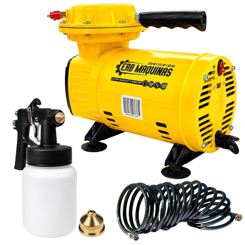 Kit Compressor de Ar Direto 370W Bivolt 127/220V com Pistola e Mangueira Erb Maquinas