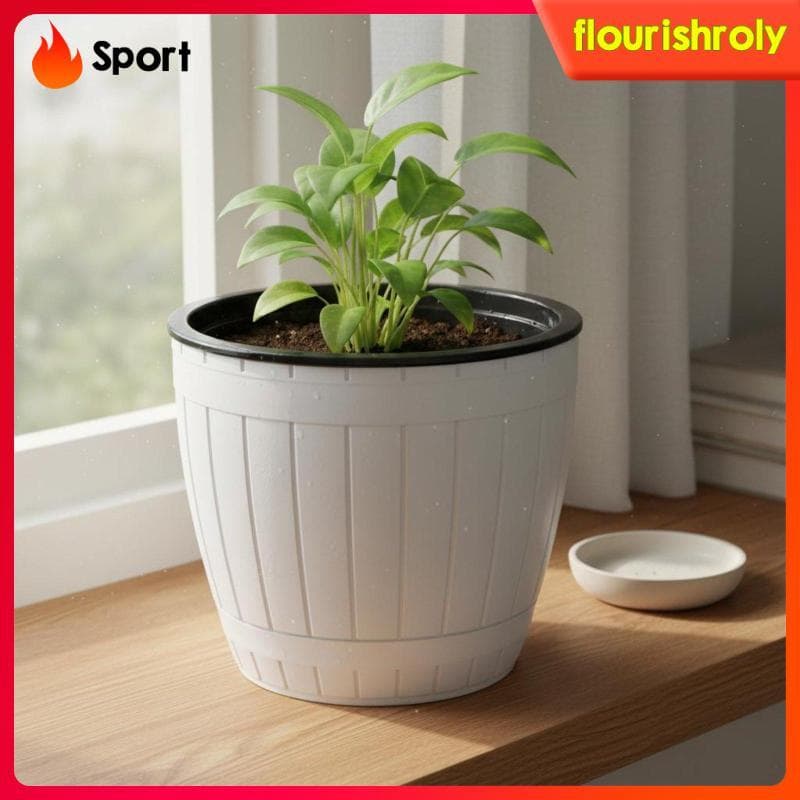 Vaso de flores branco com sistema de irrigação automática, para plantas hidropônicas, grande, para varanda